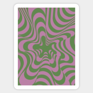 Abstract Groovy Retro Liquid-Swirl Green Purple Pattern Sticker